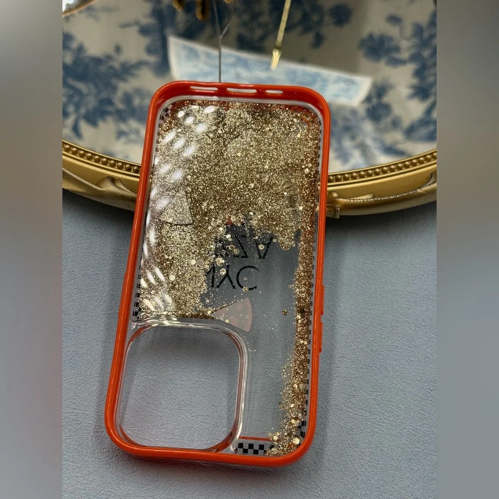 🆕 KATE SPADE NEW YORK 🧿 NWOT Pizza Box iPhone 14 Pro Case, Orange Glitter